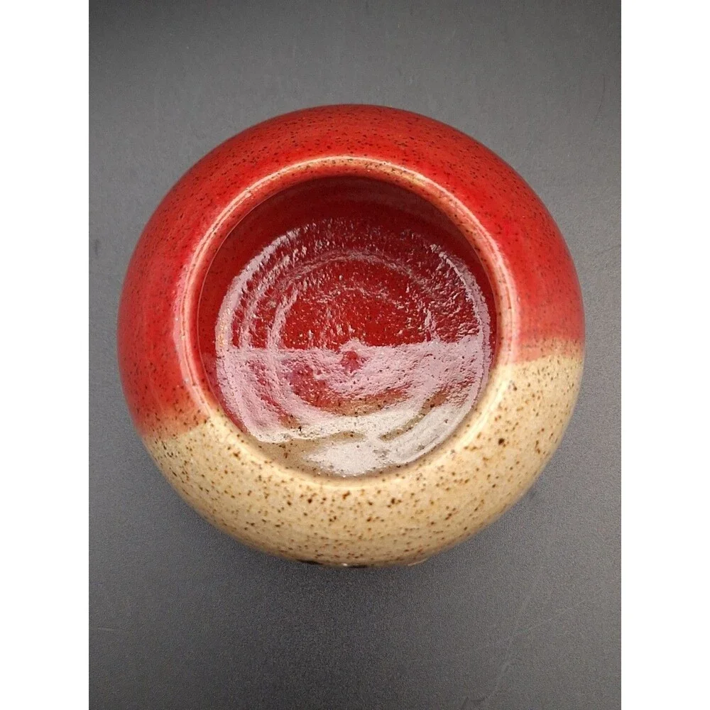 Egg Separator Pottery Orange Beige Two Tone Whimsical  Fun For Kids